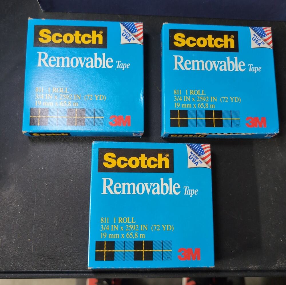 (3) 3M Scotch Removable Tape 811, - 021200192463 Lot